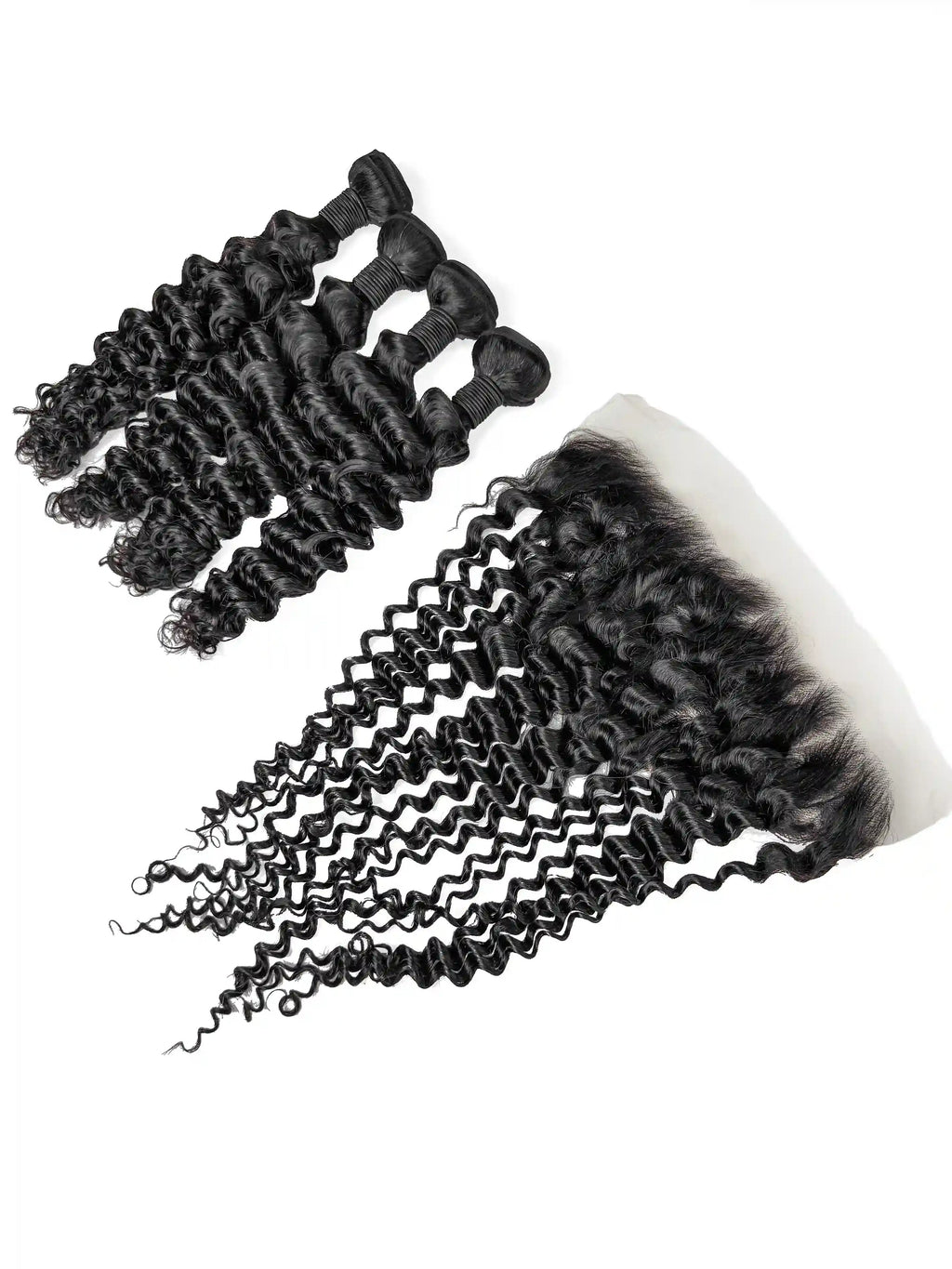 Deep Wave 4PCS Bundles & 1PC 13x6 Lace Frontal | Transparent & HD Lace | 100% Human Hair | Top Virgin Hair