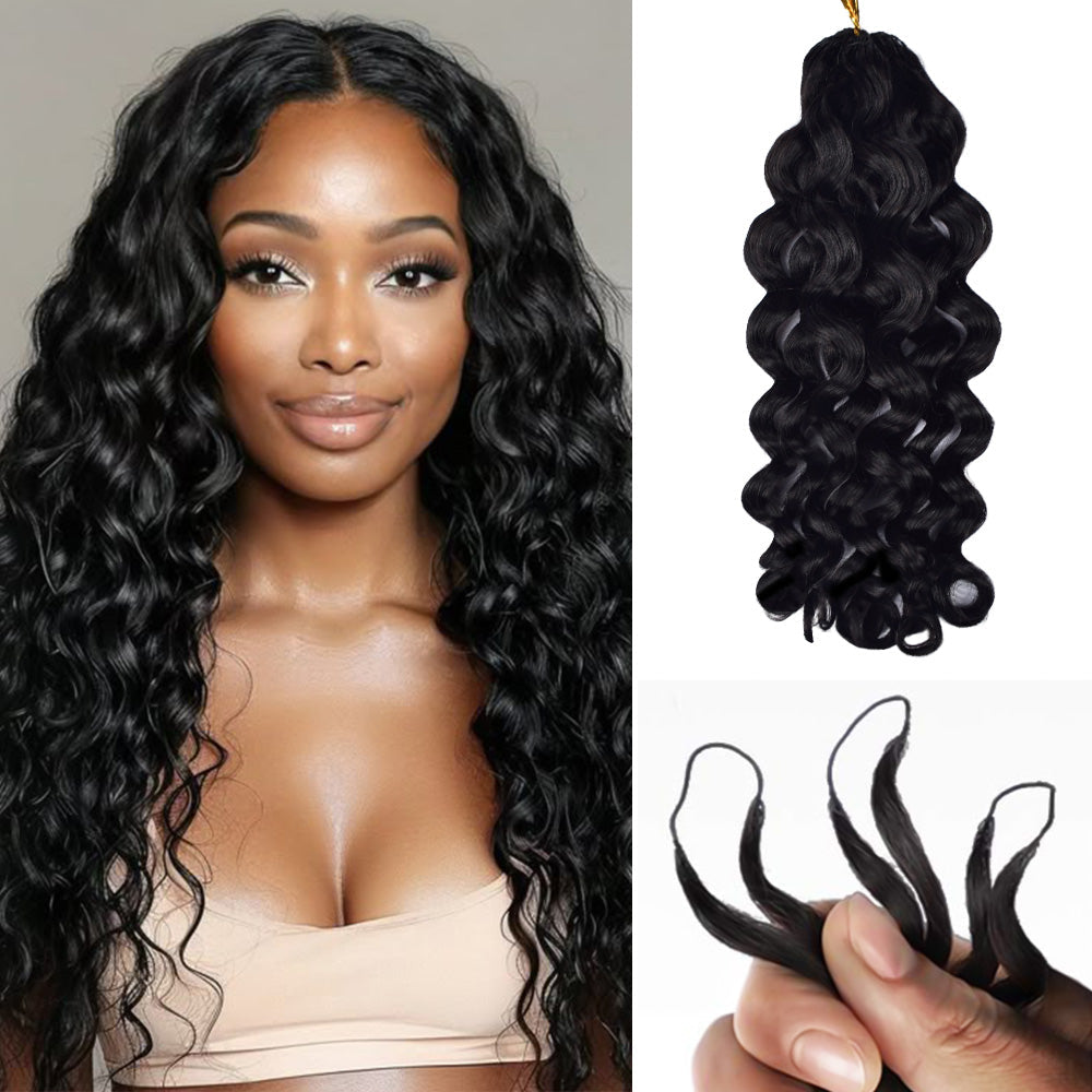 Italian Curly Crochet Human Hair Pre Loop Extensions BORUIHAIR