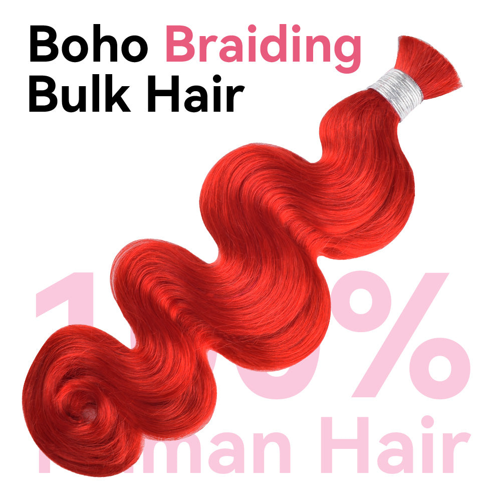 #Red Body Wave Hair Bulk | For Braiding | 100% Human Hair | BORUIHAIR