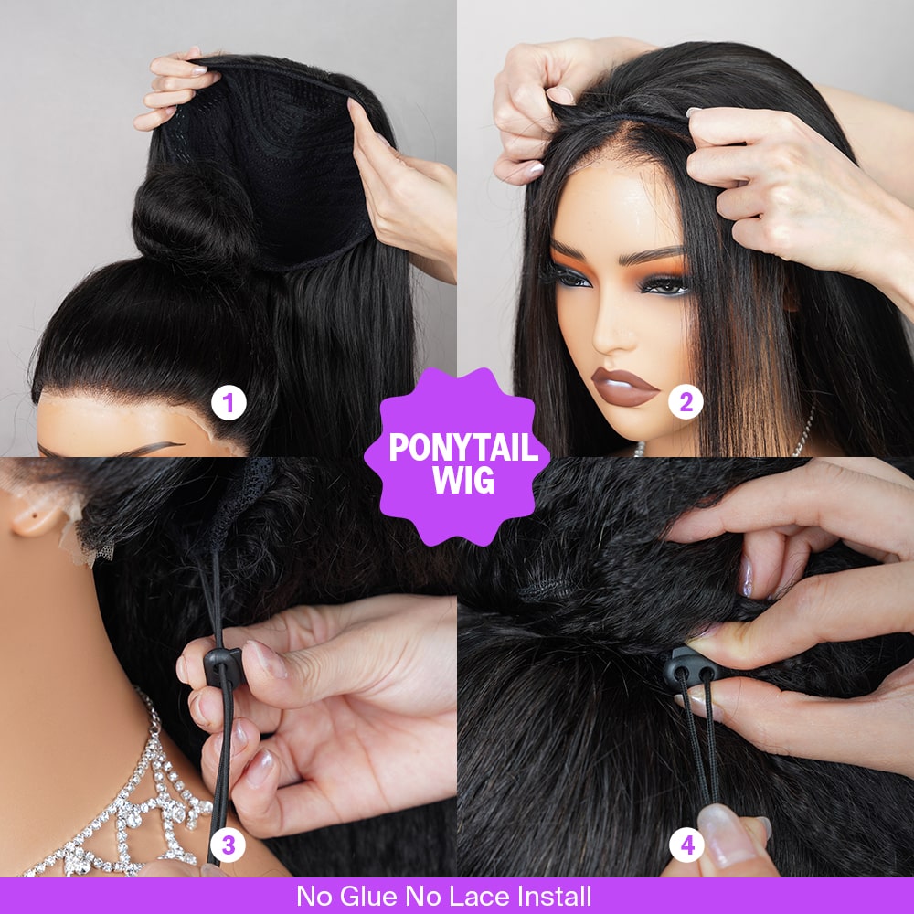Straight | Virgin Hair | Wear & Go Half Wig | 3 In 1 Wig No Glue Half Wig | 100% Human Hair