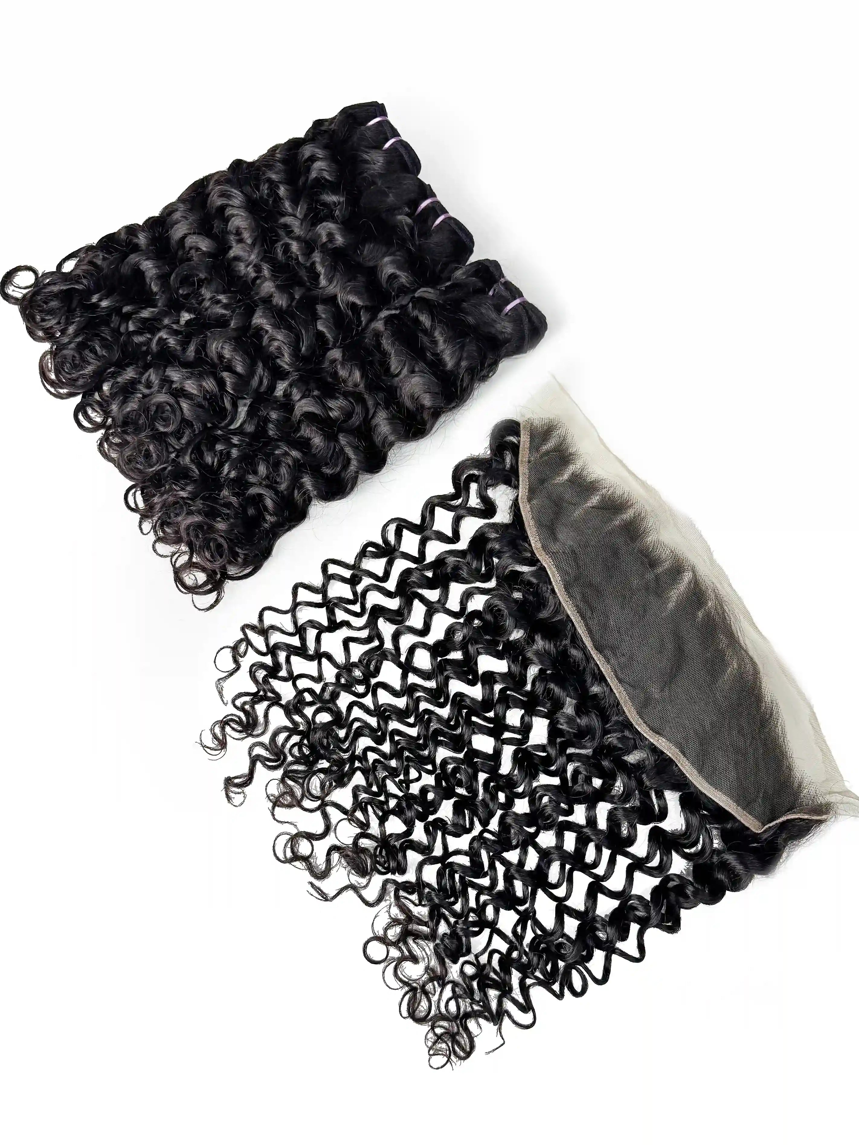Water Wave 3PCS Bundles & 1PC 13x4 Lace Frontal | Transparent & HD Lace | 100% Human Hair | Top Virgin Hair