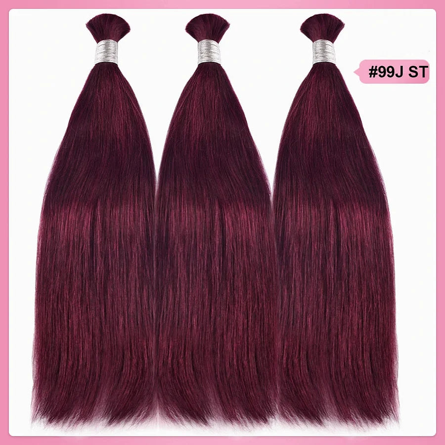 #99J Straight Hair Bulk | Boho Braids | No Weft | 100% Human Hair | BORUIHAIR
