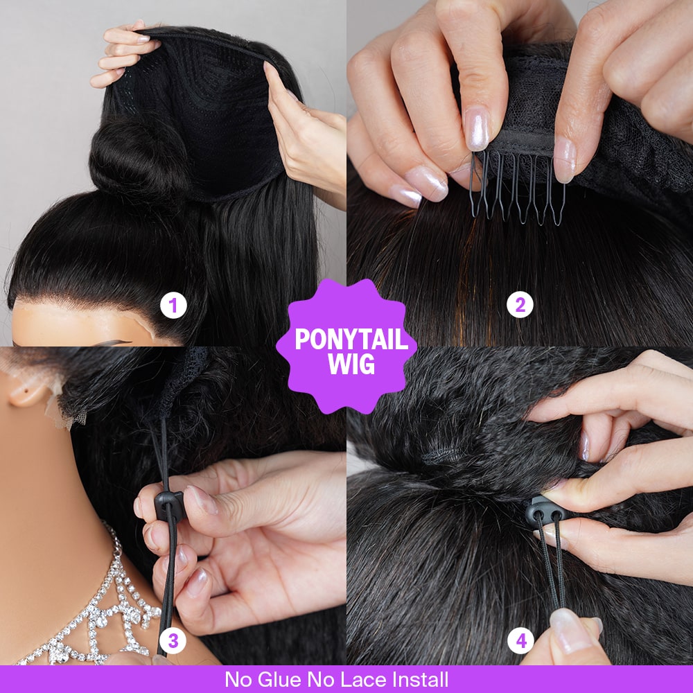 Yaki Straight | Virgin Hair | Wear & Go Half Wig | 3 In 1 Wig No Glue Half Wig | 100% Human Hair