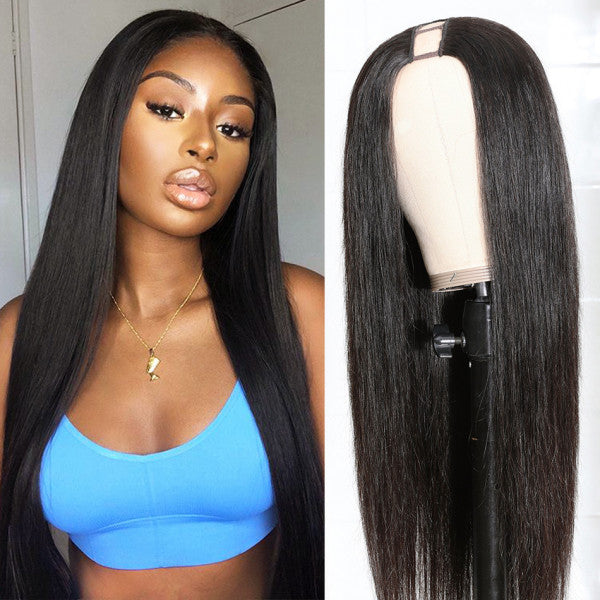 250% Density Boruihair Straight Glueless Pre‐Plucked Human Hair Wigs| V‐Part & U‐Part Options | 100% Human Hair
