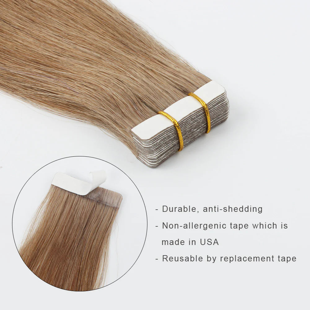 #8 Straight Tape in Hair  Extensions 20pcs 50g/pack Seamless Skin Weft Hair | 100% Human Hair | BORUIHAIR