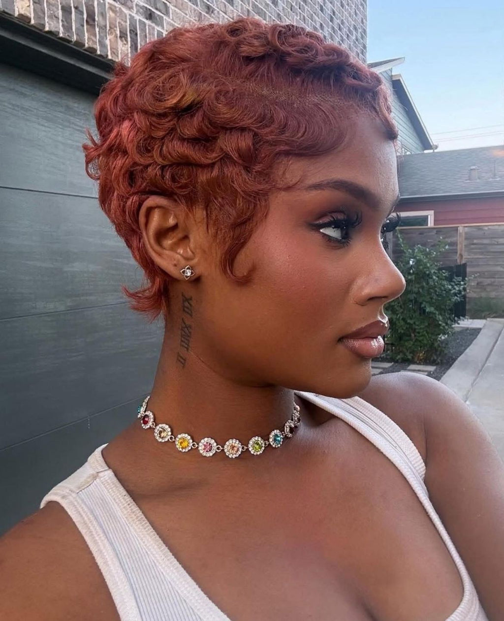 Short Layered Pixie Cut Curly Wigs Transparent 13*4 Full Frontal Lace Color Wig | 100% Human Hair | Boruihair