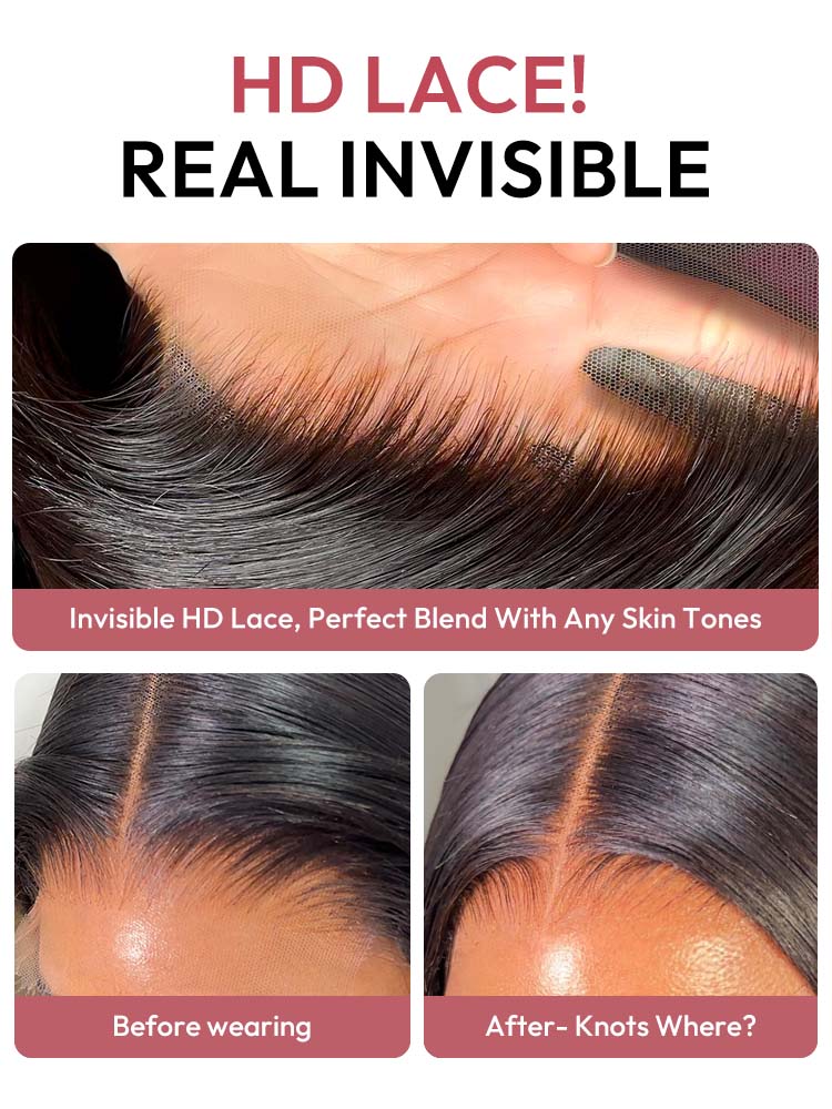 13x4 Kinky Straight Glueless Lace Wig | HD Lace & Transparent Lace | 200% & 250% Density | Boruihair 100% Human Hair