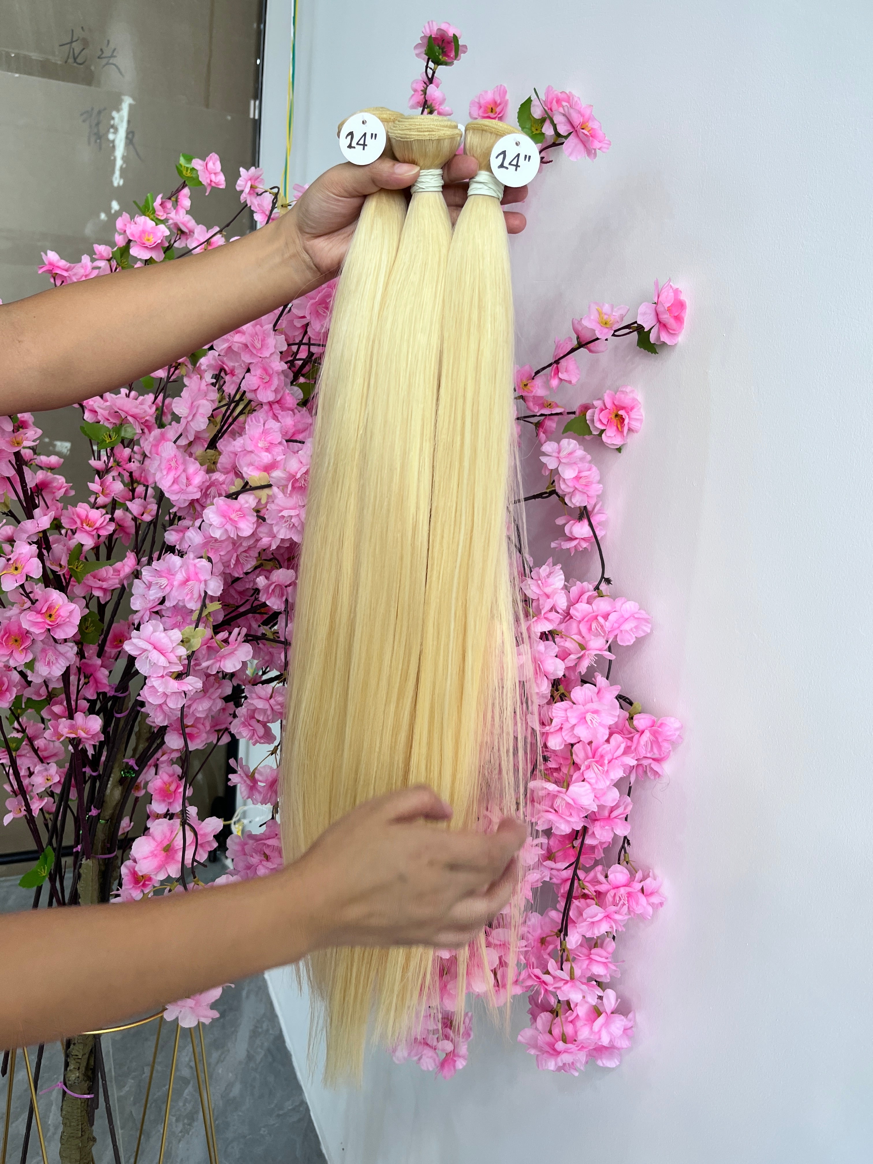 3PCS 613 Blonde Raw Hair Straight Hair Bundles 100% human hair