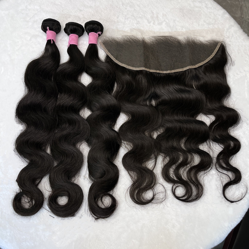 Body Wave 3PCS Bundles & 1PC 13x6 Lace Frontal | Transparent & HD Lace | 100% Human Hair | Top Virgin Hair