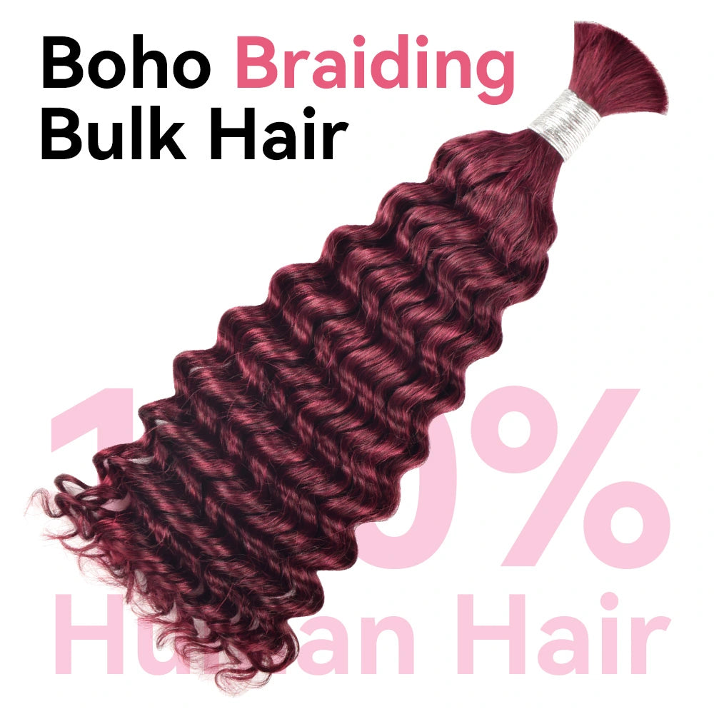 #99J Burgundy 100% Human Hair Braid Styles BORUIHAIR