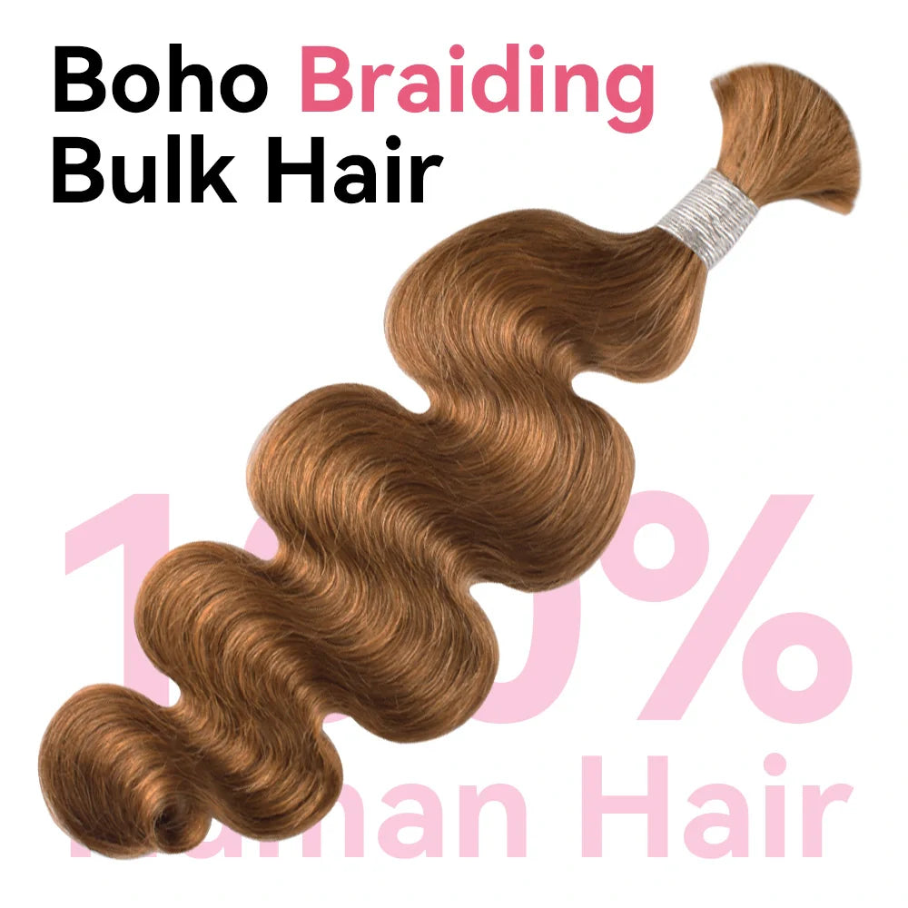 #30 Body Wave Hair Bulk | For Braiding | 100% Human Hair | BORUIHAIR