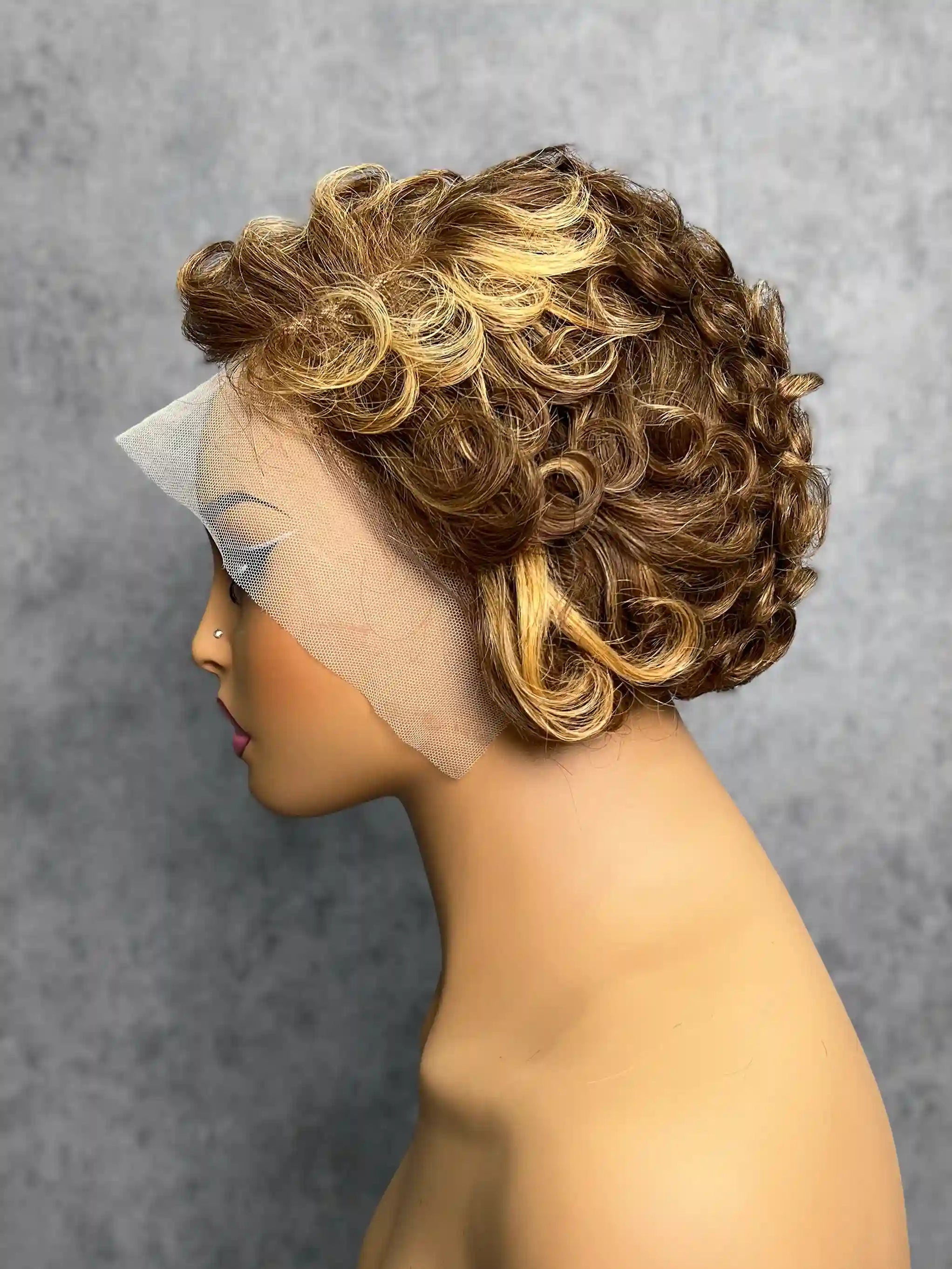 Short Layered Pixie Cut Curly Wigs Transparent 13*4 Full Frontal Lace Color Wig | 100% Human Hair | Boruihair