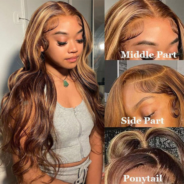 Highlight Piano Color 13x4 Body Wave Glueless Lace Wig | HD Lace & Transparent Lace | 200% & 250% Density | Boruihair 100% Human Hair