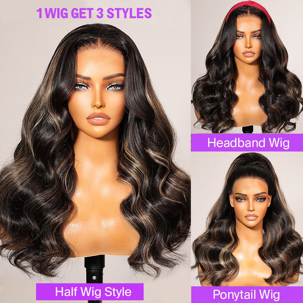 Body Wave | Virgin Hair | Wear & Go Half Wig | 3 In 1 Wig No Glue Half Wig | 100% Human Hair