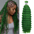 Green Deep Wave Hair Bulk | Customized Boho Braids | No Weft | 100% Human Hair | BORUIHAIR