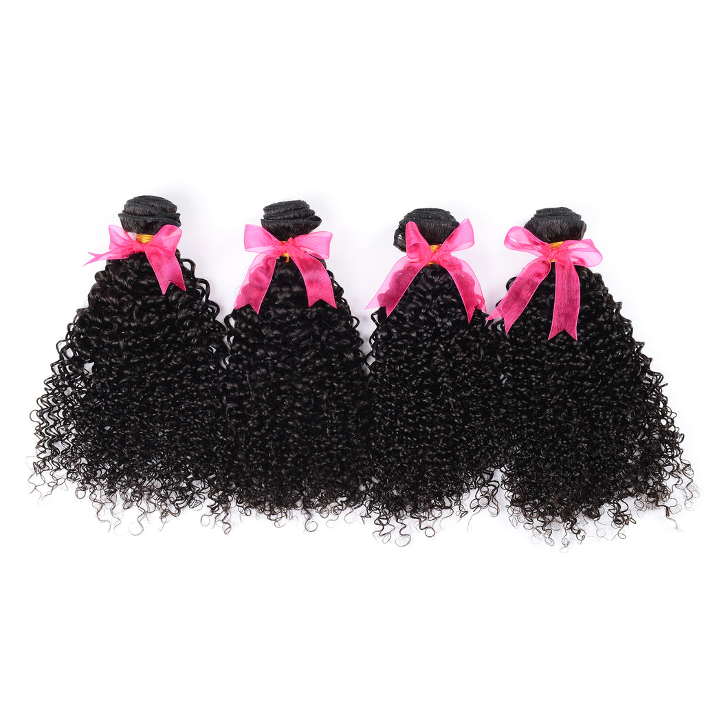 Kinky Curly 4PCS Bundles & 1PC Closure or Frontal – 5x5, 13x4 & 13x6 | 100% Human Hair | Transparent Lace Wig | Boruihair
