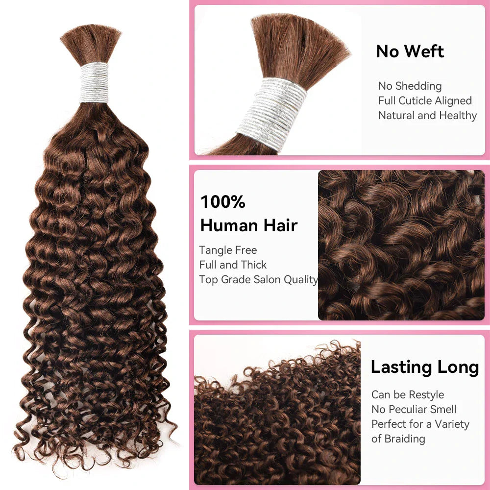 #4 Deep Curly Bohemian Human Hair For Braiding BORUIHAIR