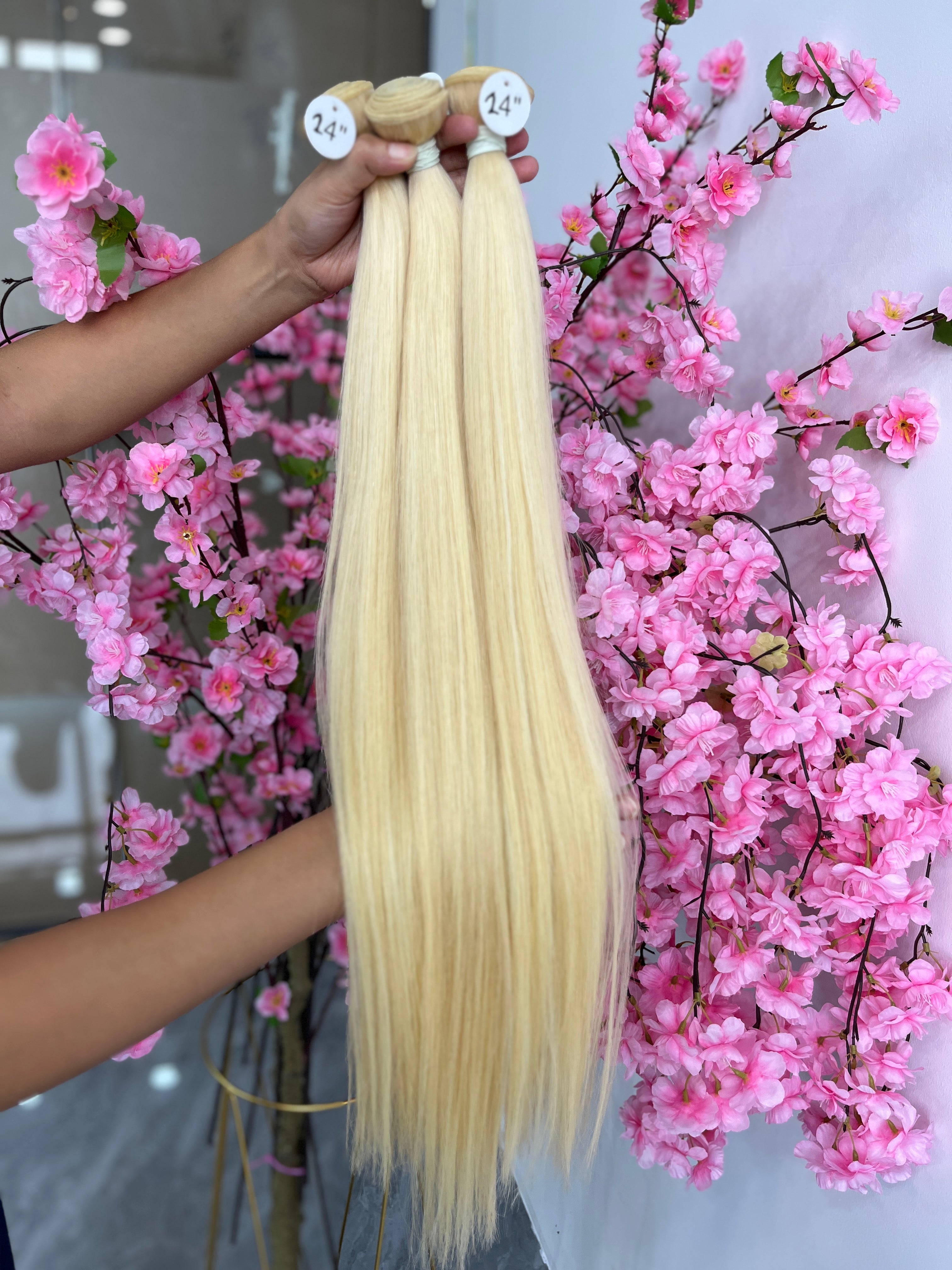 3PCS 613 Blonde Raw Hair Straight Hair Bundles 100% human hair
