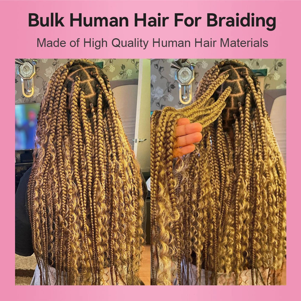 #27 Honey Blonde Deep Curly Hot Braids Bulk Human Hair BORUIHAIR