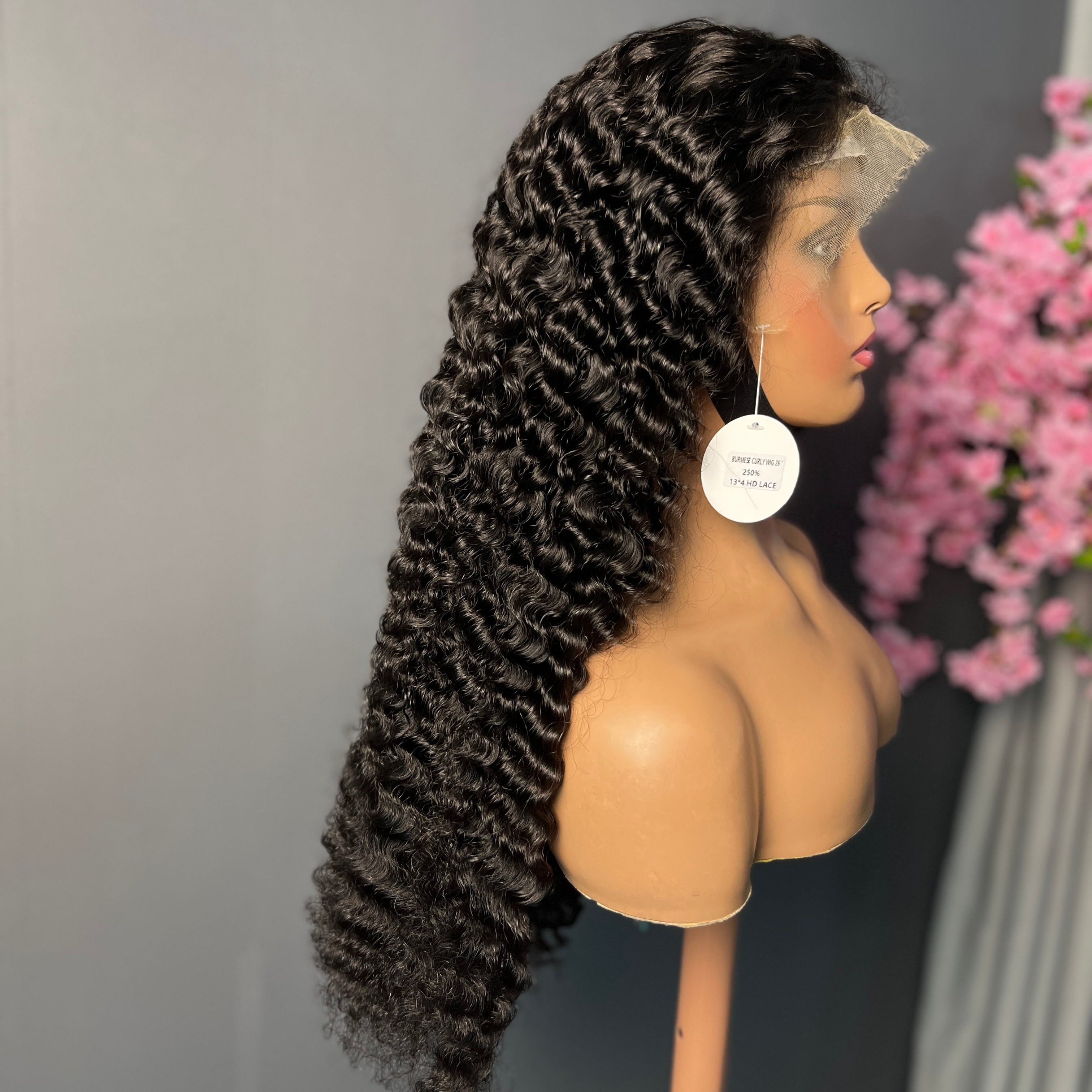 250% HD Lace Frontal Wigs Burmese Curly Undetectable Lace Front Wigs Human Hair