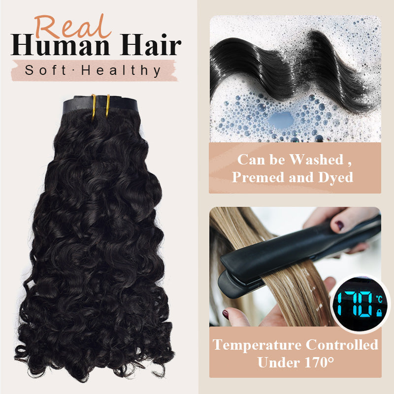 #1B Burmese Curly | Clip in Hair | 6Pcs 100g | PU Seamless Clip ins | Extensions Real Human Hair | boruihair