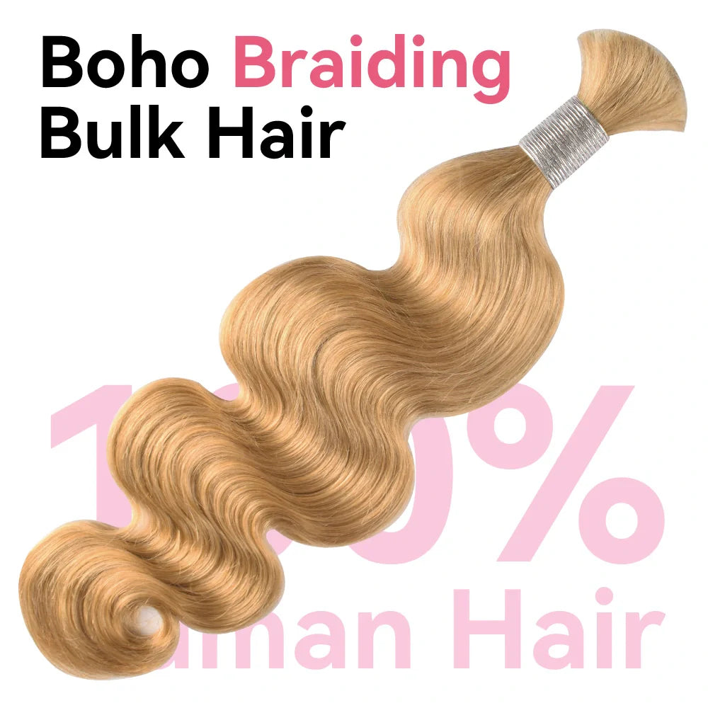 #27 Body Wave Hair Bulk | For Braiding | 100% Human Hair | BORUIHAIR