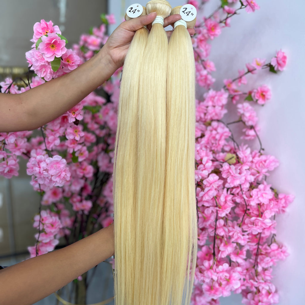 3PCS 613 Blonde Raw Hair Straight Hair Bundles 100% human hair