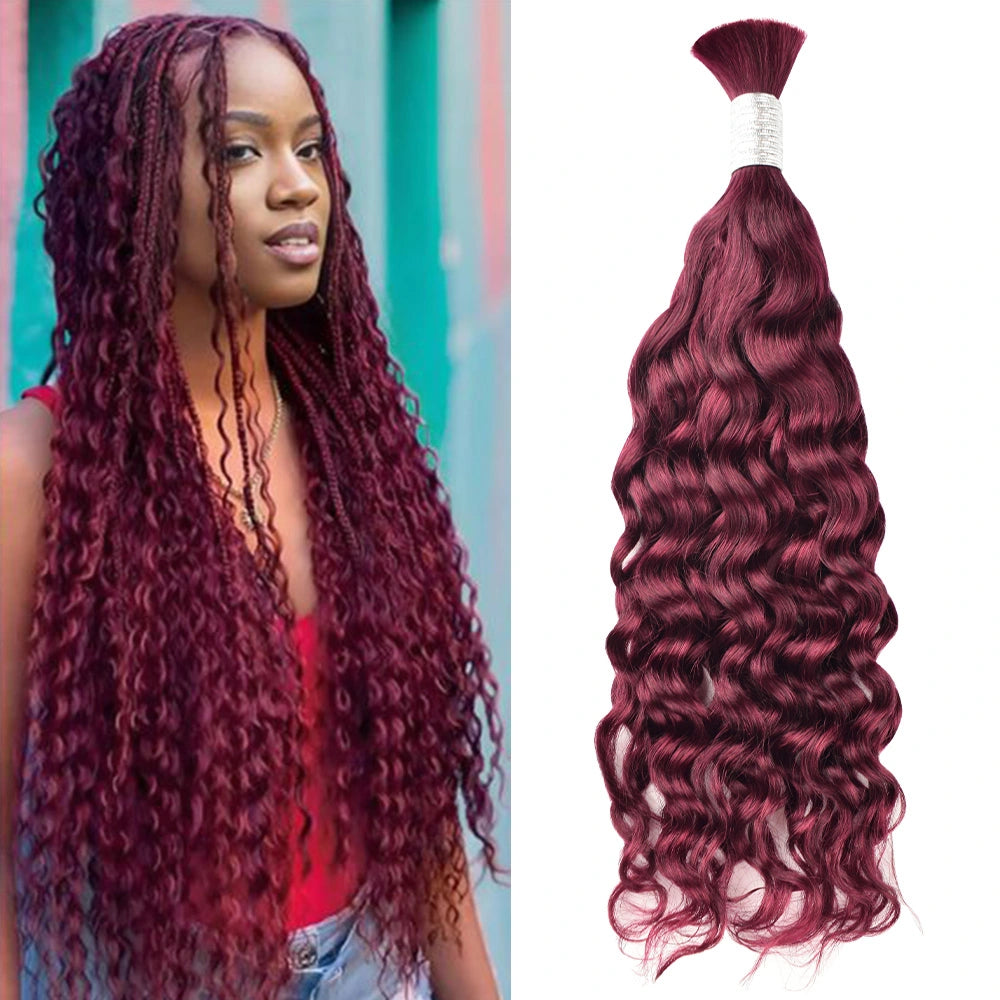 #99J Burgundy 100% Human Hair Braid Styles BORUIHAIR