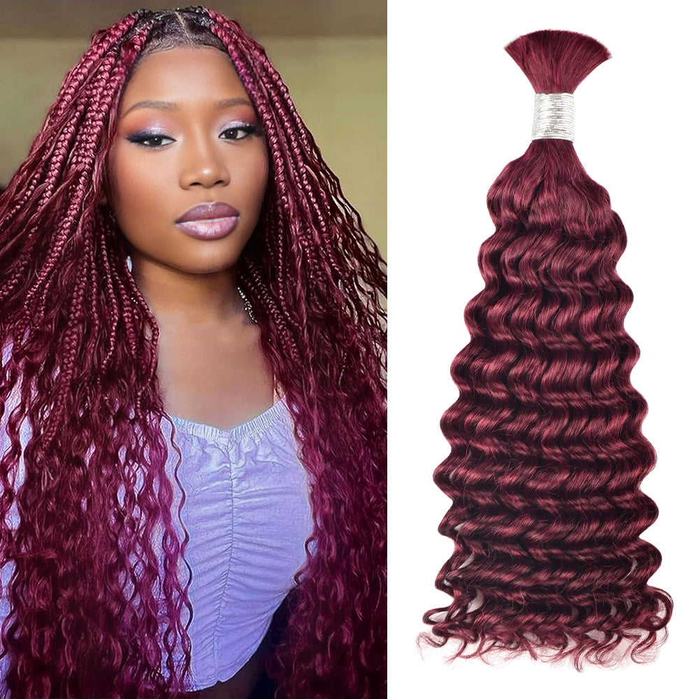 #99J Burgundy 100% Human Hair Braid Styles BORUIHAIR