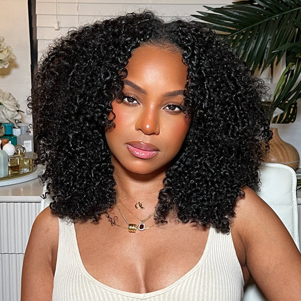 250% Density Boruihair Jerry Curly Glueless Pre‐Plucked Human Hair Wigs| V‐Part & U‐Part Options | 100% Human Hair