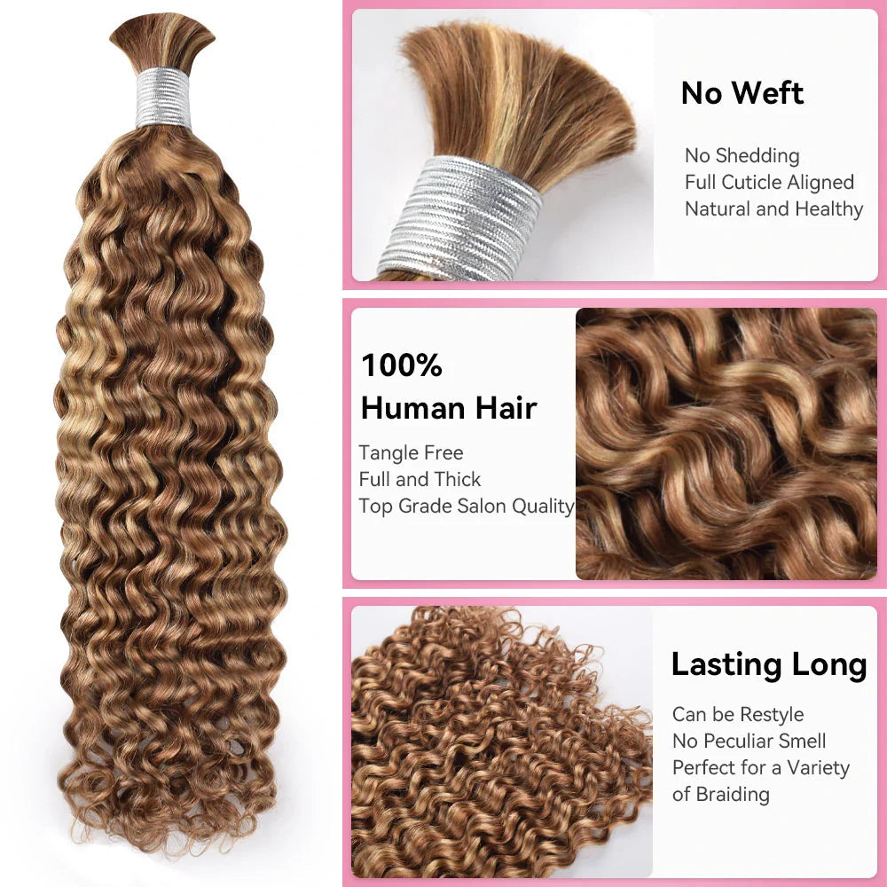 #P27/30 Deep Curly Hair Bulk | For Braiding | 100% Human Hair | BORUIHAIR