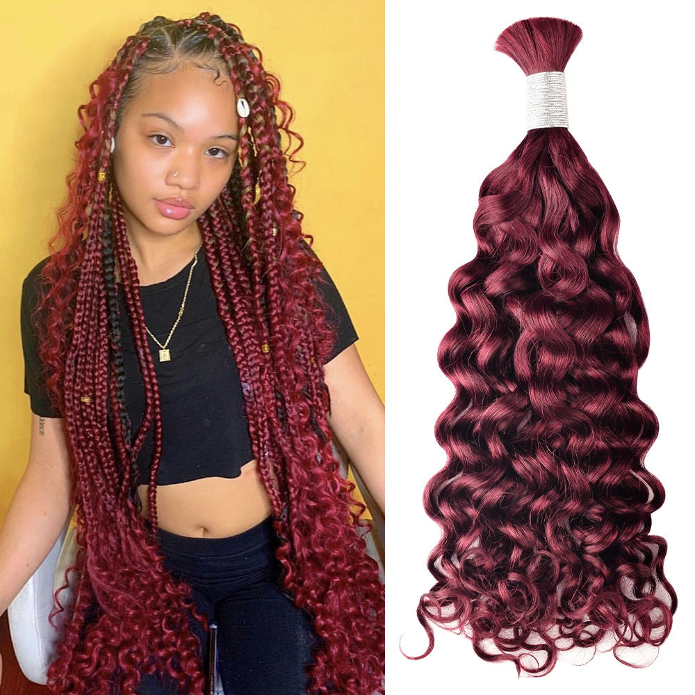 #99J Burgundy 100% Human Hair Braid Styles BORUIHAIR