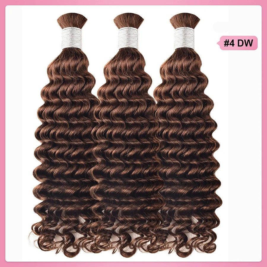 #4 Deep Wave Hair Bulk | For Braiding | 100% Human Hair | BORUIHAIR