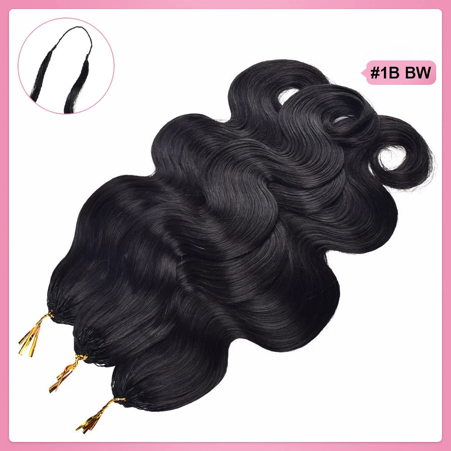Body Wave Crochet Human Hair Pre Loop Extensions BORUIHAIR