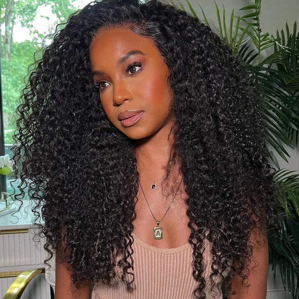 250% Density Boruihair SDD Pixie Curly Glueless Pre‐Plucked Human Hair Wigs| V‐Part & U‐Part Options | 100% Human Hair