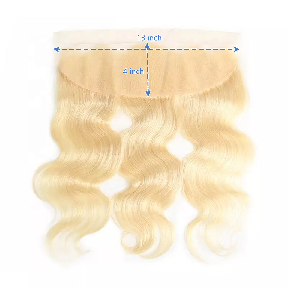 12A 3PCS + 13X4/13X6 Transparent Lace Frontal Body Wave #613 Bundles With Transparent Lace Frontal