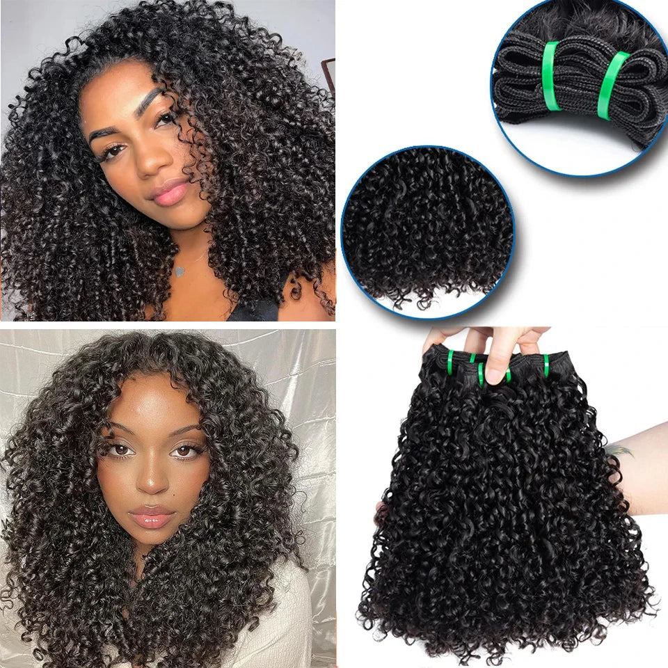 250% Density Boruihair SDD Pixie Curly Glueless Pre‐Plucked Human Hair Wigs| V‐Part & U‐Part Options | 100% Human Hair