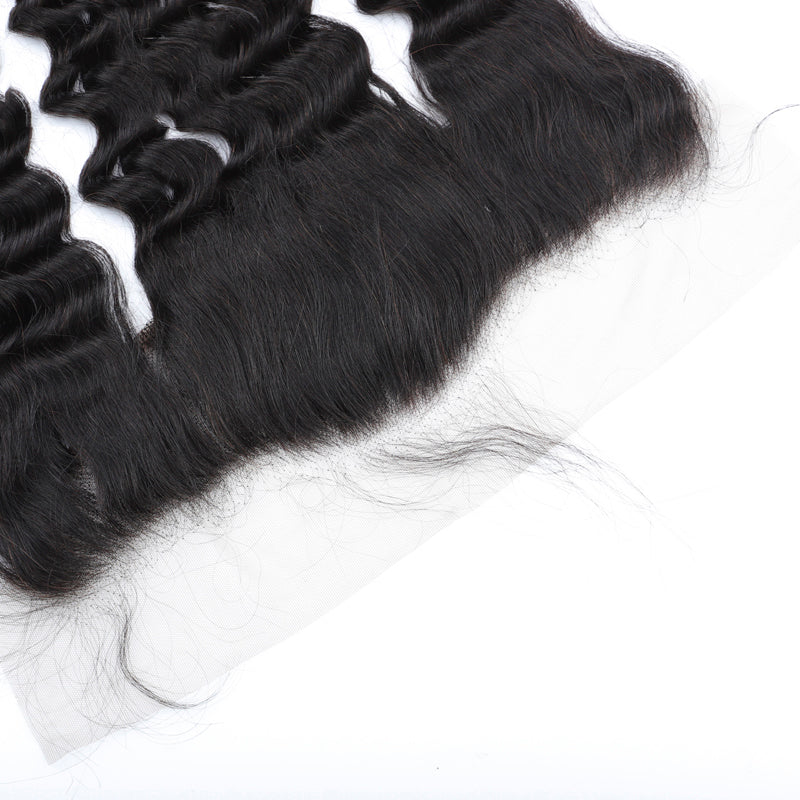 Natural Wave 3PCS Bundles & 1PC 13x6 Lace Frontal | Transparent & HD Lace | 100% Human Hair | Top Virgin Hair