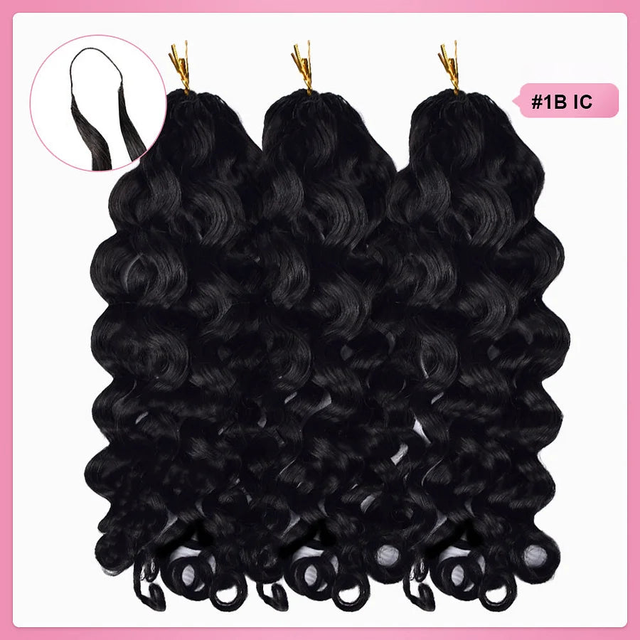 Italian Curly Crochet Human Hair Pre Loop Extensions BORUIHAIR