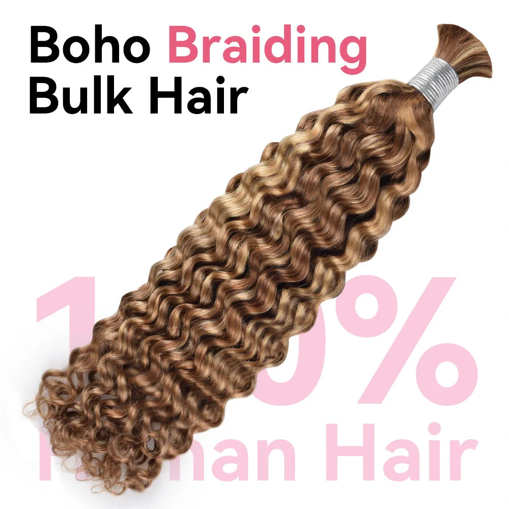 #P27/30 Deep Curly Hair Bulk | For Braiding | 100% Human Hair | BORUIHAIR