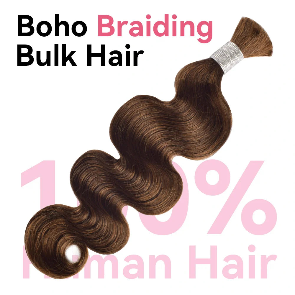 #4 Body Wave Hair Bulk | For Braiding | 100% Human Hair | BORUIHAIR