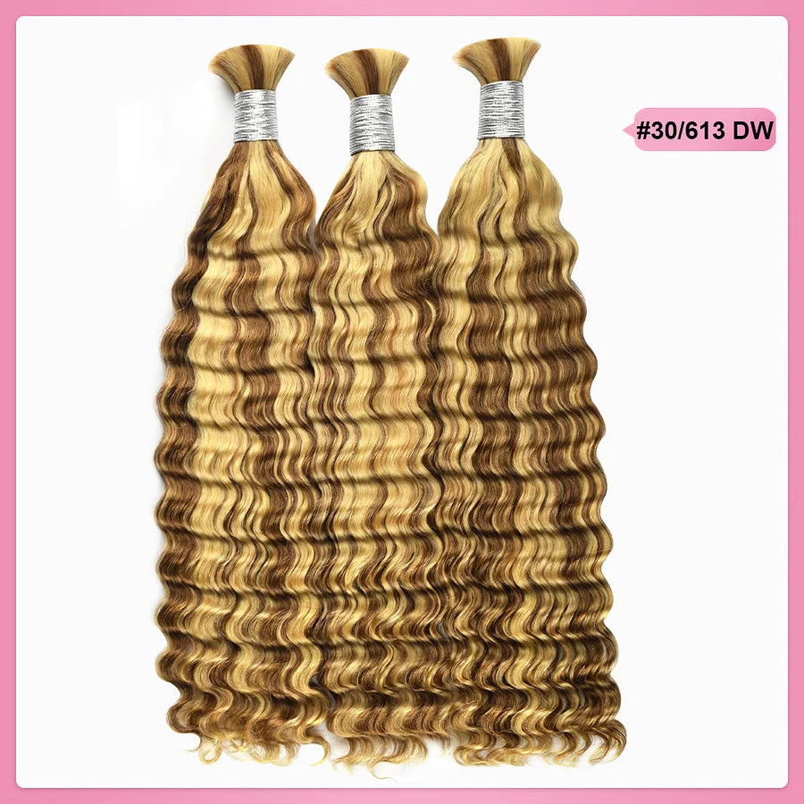 #P30/613 Ombre Brown Bohemian Human Hair For Braiding BORUIHAIR