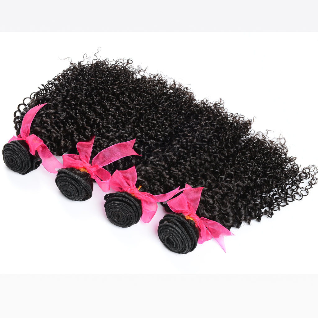 Kinky Curly 4PCS Bundles & 1PC Closure or Frontal – 5x5, 13x4 & 13x6 | 100% Human Hair | Transparent Lace Wig | Boruihair