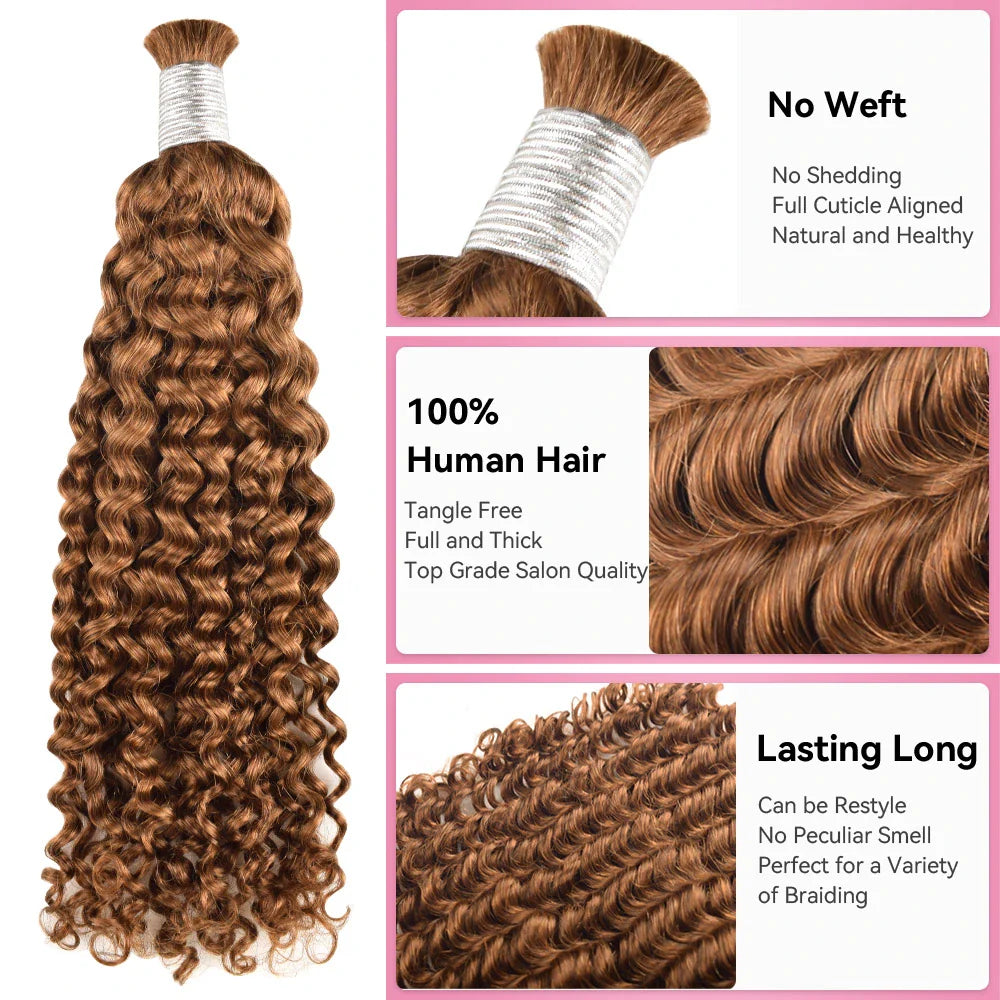 #30 Deep Curly Hot Braids Bulk Human Hair BORUIHAIR