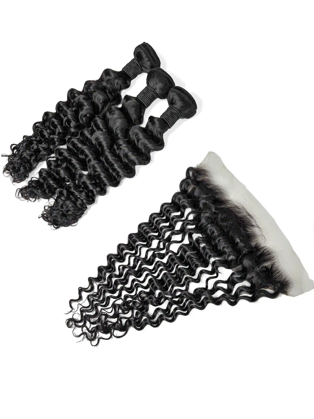 Deep Wave 3PCS Bundles & 1PC 13x4 Lace Frontal | Transparent & HD Lace | 100% Human Hair | Top Virgin Hair