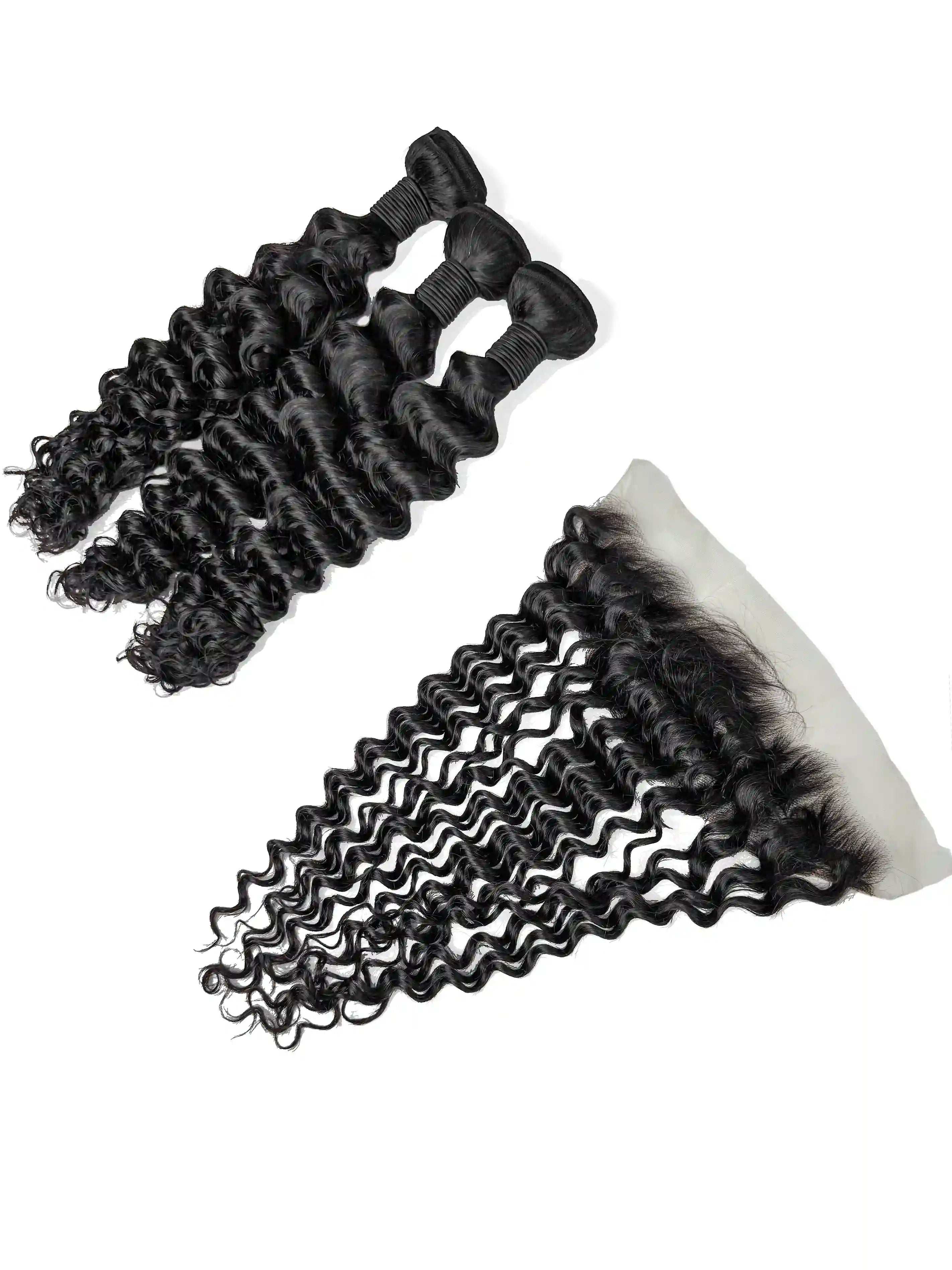 Deep Wave 3PCS Bundles & 1PC 13x4 Lace Frontal | Transparent & HD Lace | 100% Human Hair | Top Virgin Hair