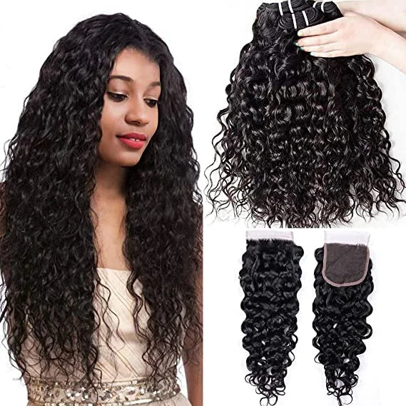 Water Wave 4PCS Bundles & 1PC Closure or Frontal – 5x5, 13x4 & 13x6 | 100% Human Hair | Transparent Lace Wig | Boruihair