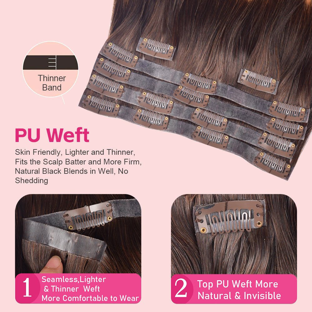 #P4/27/T4 Body Wave|6Pcs 100g | PU Seamless Clip ins Hair | 100% Human Hair | boruihair