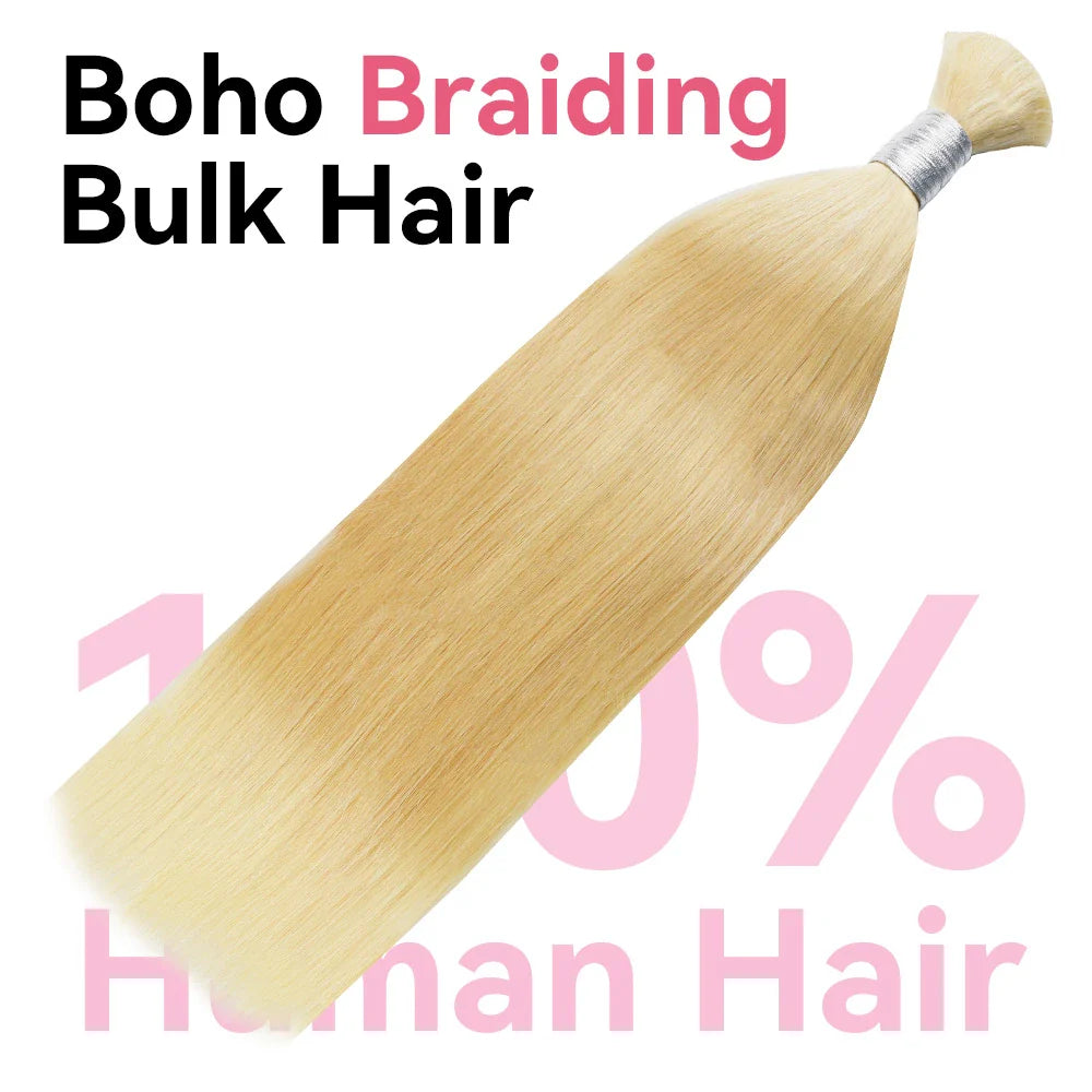#613 Straight Hair Bulk | Customized Boho Braids | No Weft | 100% Human Hair | BORUIHAIR