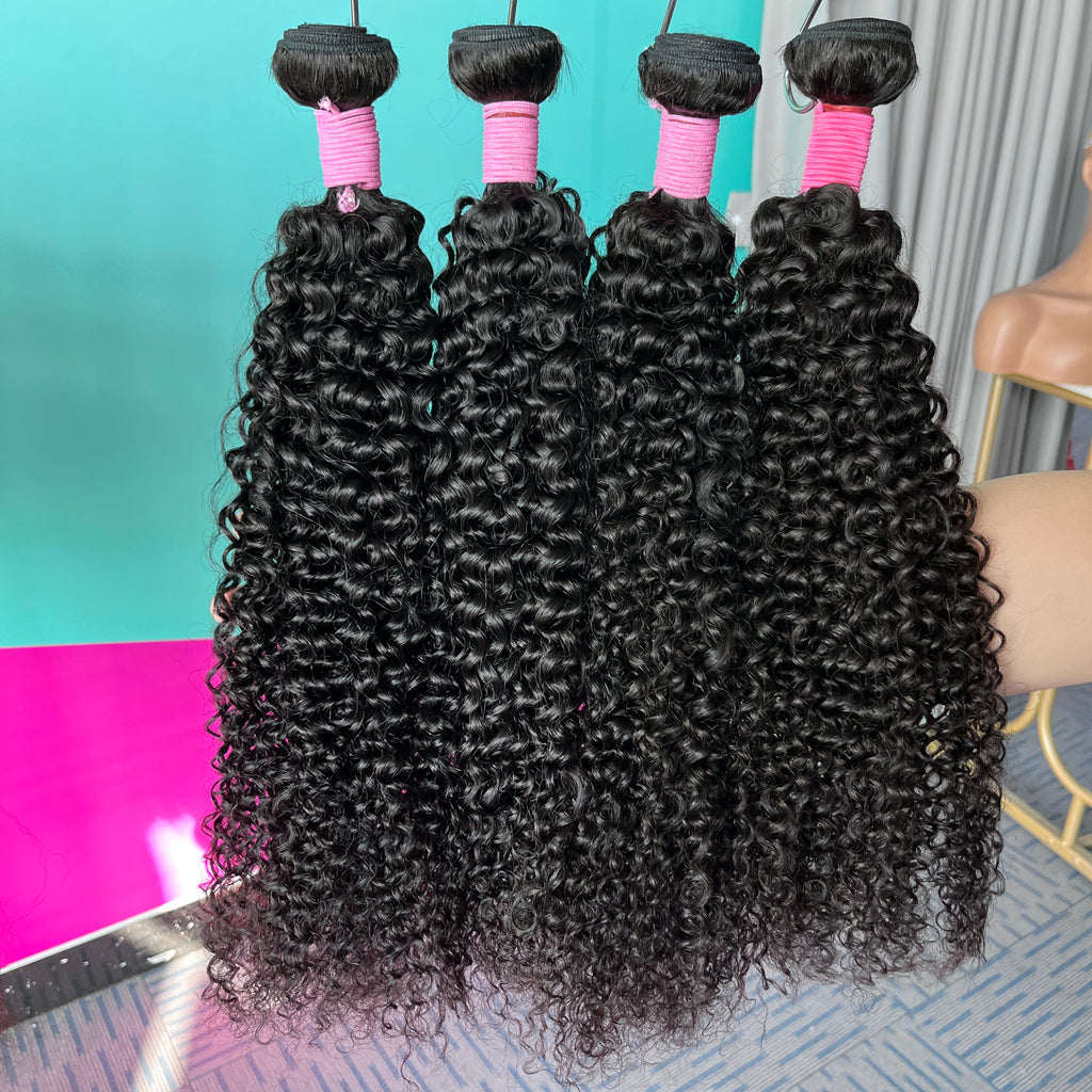 Kinky Curly 4PCS Bundles & 1PC Closure or Frontal – 5x5, 13x4 & 13x6 | 100% Human Hair | Transparent Lace Wig | Boruihair
